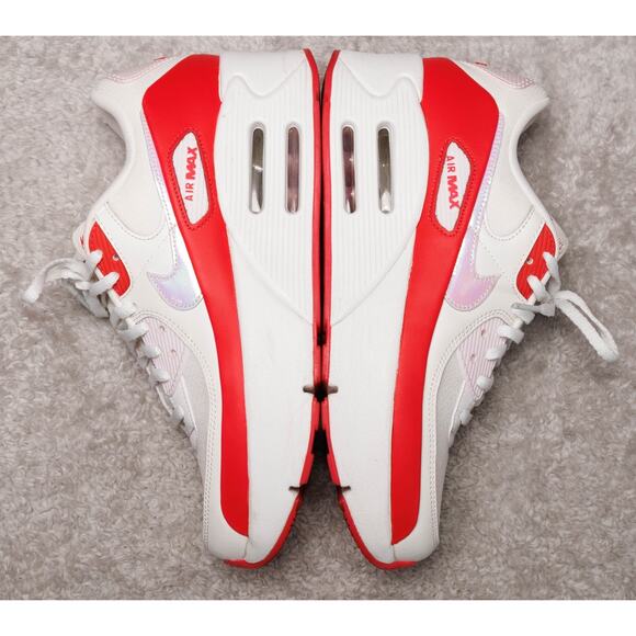 Nike Air Max 90 LV8 Sail Siren Red Pink Platform Sneakers Womens 9.5 HF5073-133 - Picture 3 of 16